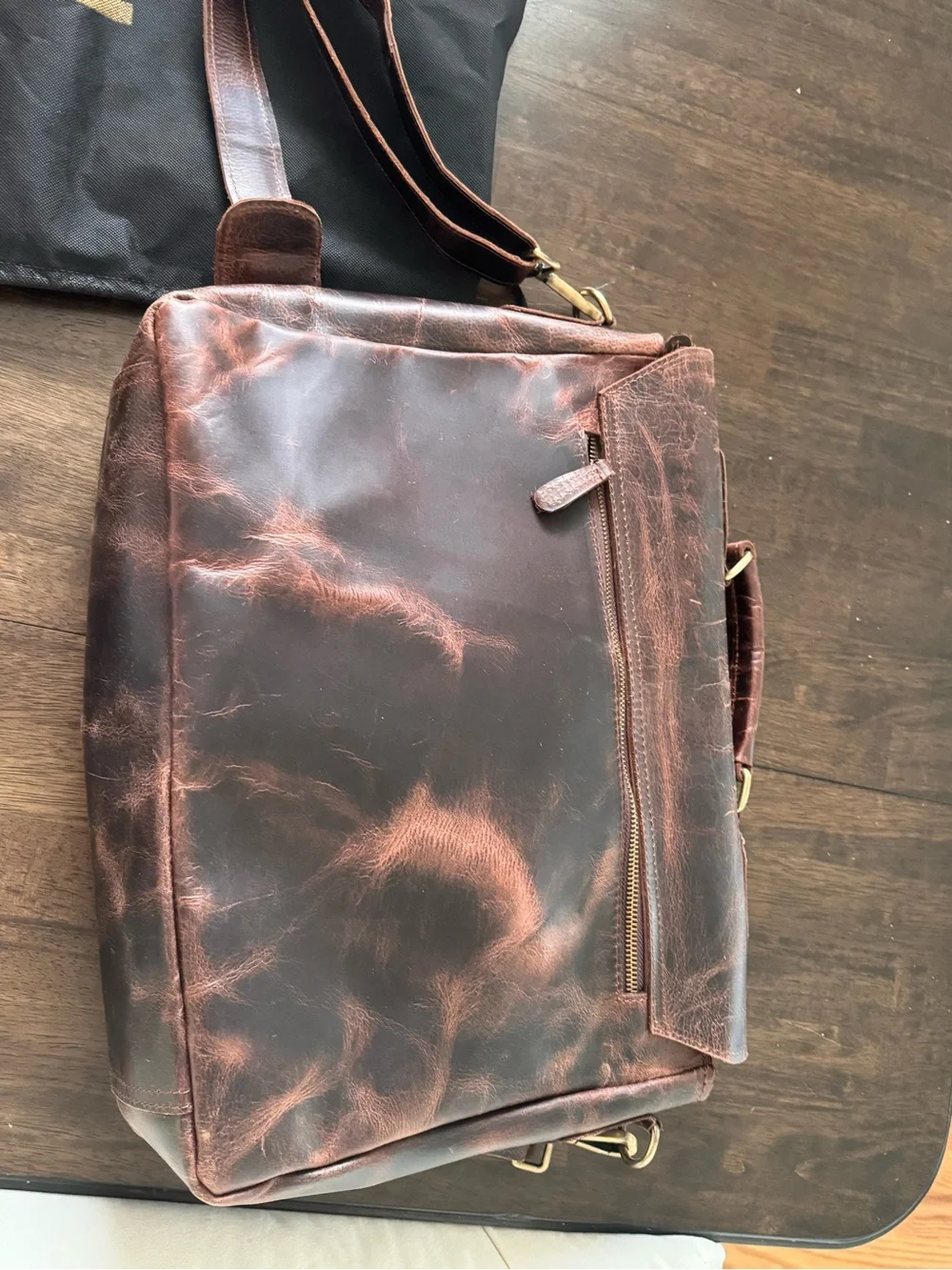 Leather Messenger Bag - Brown